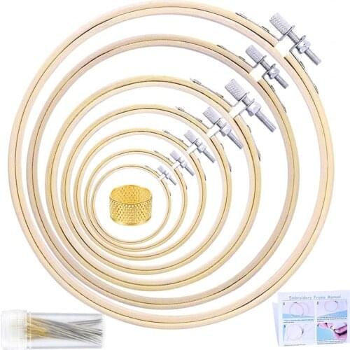 LMDZ Cross Stitch Hoop Set for Beginner, 7 Sizes Embroidery Hoops, Cross Stitch Circle, Embroidery Circle with 3 Sizes Needles