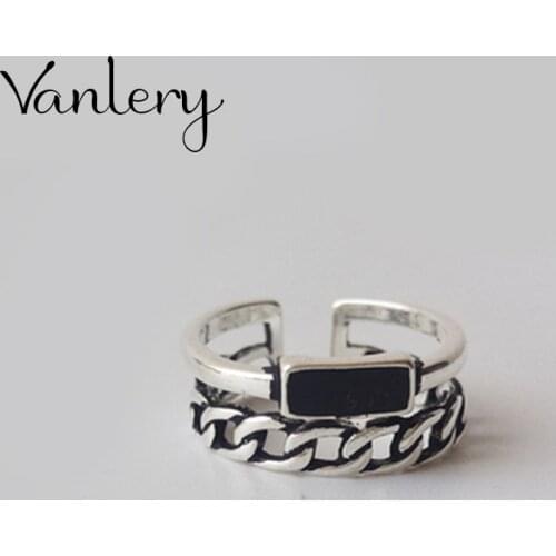 New Arrivals Charming Black Chains Ring for Women Boho Knuckle Party Rings Gothic Punk Jewelry Gifts for Girls 2021