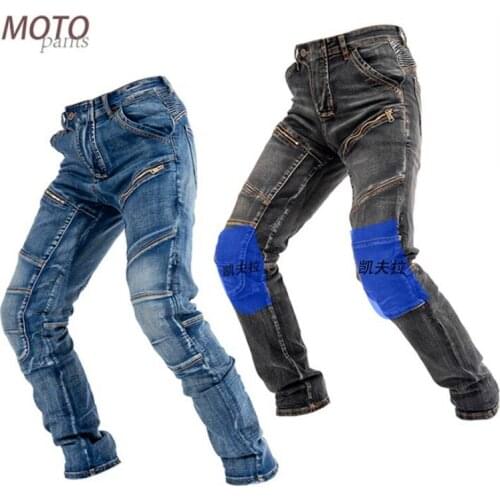 New Aramid MOTO pants motorcycle riding cotton jeans four seasons Knight pants anti-fall high elastic pants with 4 knee pads