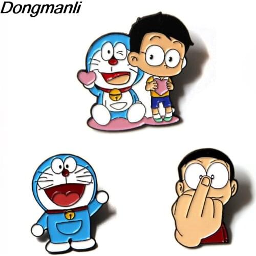 P3746 Dongmanli Anime Robot Cat Metal Enamel Pins and Brooches for Lapel Pin Backpack Bags Badge Cute Gifts Collar Jewelry