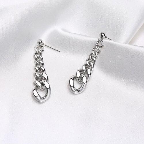 Punk Cuban Curb Chain Dangle Earrings for Women Bold Links Stainless Steel Drop Earring for Women