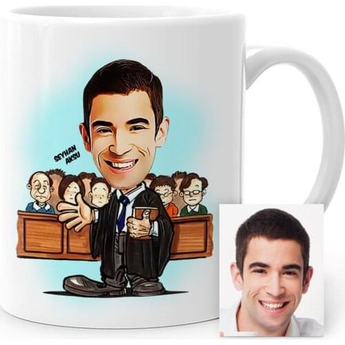 Personalized Attorney Cartoon White Mug Cup-5