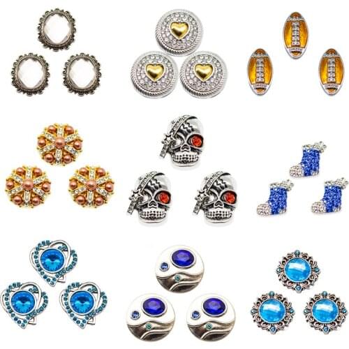 Fit 18mm Ginger Snaps Button Necklace pendant Bracelet Jewelry Enamel skull Snap Button gem rhinestone rugby snap Metal