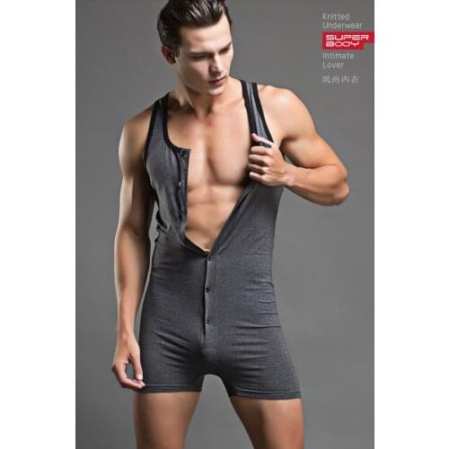 Sexy Men Bodysuit 1PCS Sexy Men Bodywear Bodysuit Brand Superbody Gay Singlet Men Sleepwear Bodybuilding Cotton Tank Top Pajamas