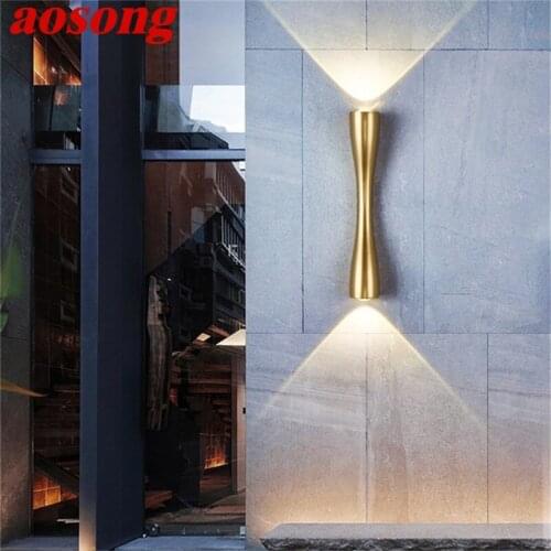 AOSONG Modern LED Wall Lamps Fixture Gold Decorative Sconces Light For Home Bedroom Corridor