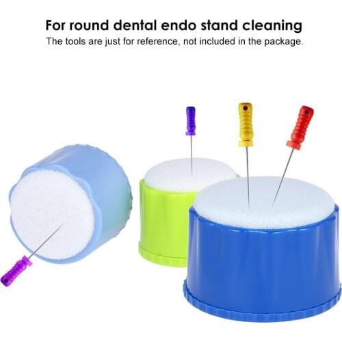2pcs Dental Equipment Round Endo Stand Cleaning Foam Store&Clean Root Canal File Drill Block Holder Plastic+Sponge Autoclavable