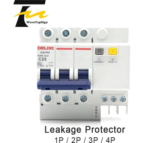 Wavetopsign Leakage Protector 2P 63A 32A Air Switch Circuit Breaker DZ47 Household Air on Leakage Protection