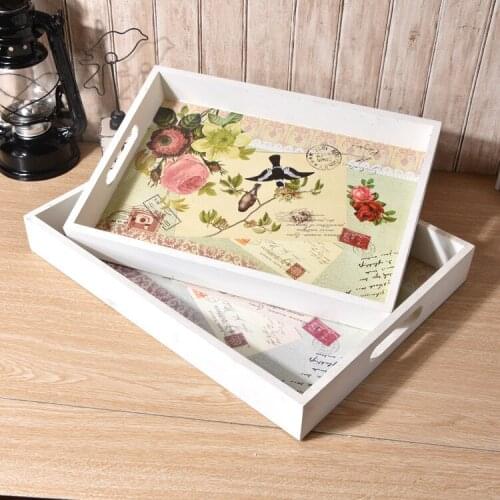 1PC 40x30cm Wood Dinning Bread Breakfast Tray Serving Trays for Dessert Cake Cupcake Fruit Large Size NU 005