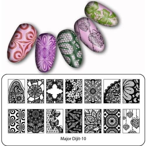 1Pcs Nail Stamping Plates Lace Image Pattern Disc Transfer Print Nail Stamping 3D DIY Plate Nail Stencil With Protective Back