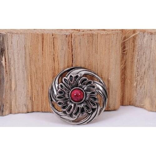 10PC 28MM Tribal FLOWER WHIRLWIND RED TURQUOISE SILVER LEATHERCRAFT WALLET CONCHOS