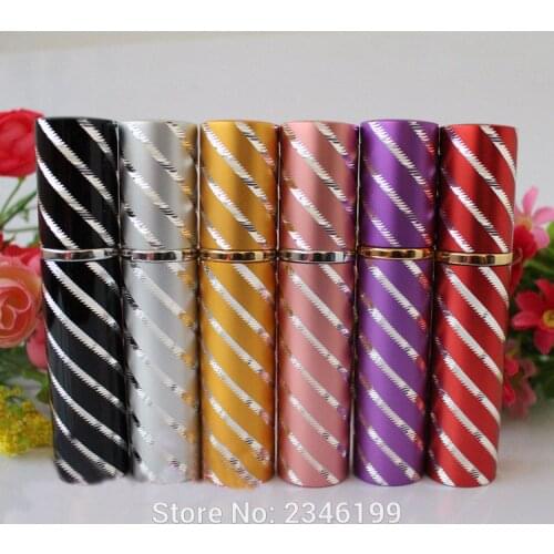 12ML 50Pcs/Lot Twill Aluminum Perfume Spray Bottle Lipstick Style Empty Bottle