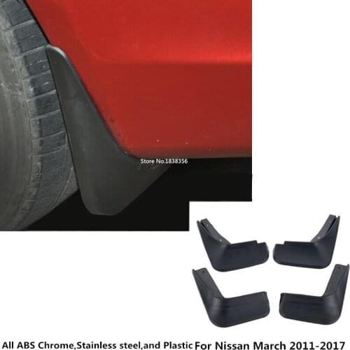 For Nissan March 2011 2012 2013 2014 2015 2016 2017 car cover plastic fender soft mudguard protection flap splash mud guard 4pcs