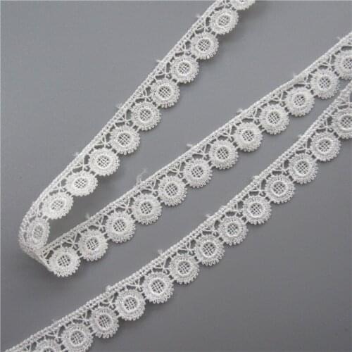 5 yard/Lot Ivory 15mm Polyester Flower Handmade Embroidered Fabric Lace Edge Trim Applique Ribbon DIY Sewing Craft Decoration