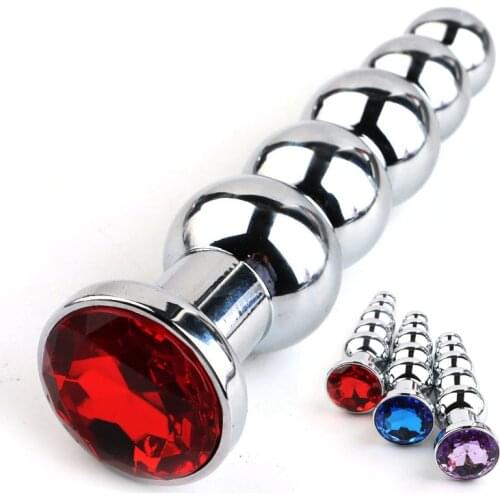 Unisex Metal Anal Plug With Diamond Butt Plug Prostate Massager Stainless Steel Fetish Chastity Adult Sex Toys For Woman Men Gay