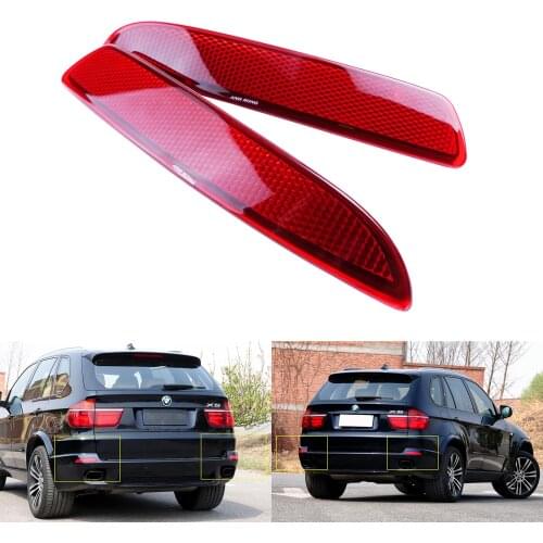 ANGRONG 2x Red Lens Cover Rear Bumper Reflector Left & Right For BMW X5 E70 M 2006-2013