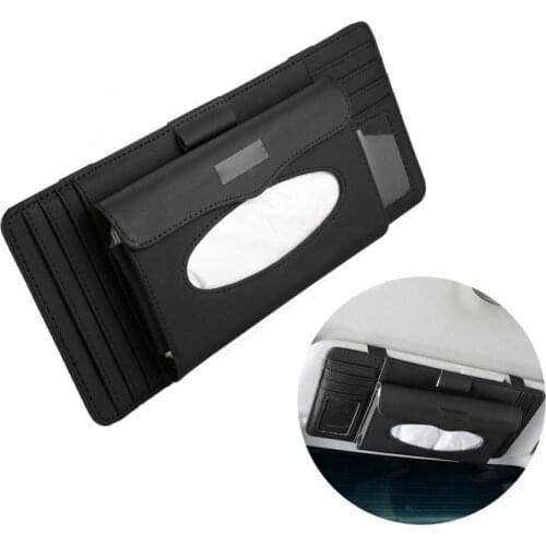 Car Sun Visor Tissue Styling Organizer Case Leather Sunshade Paper Towel Box Leather car-styling accessories