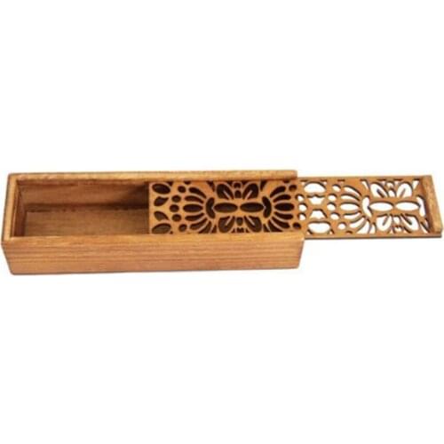 Asian Wooden Pen Pencil Case Box (Butterfly Pattern)
