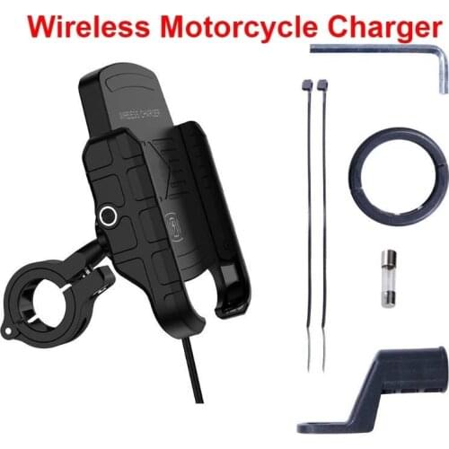 12V motorcycle mobile phone Qi fast charging wireless charger bracket fixed seat motorcycle charger mobile phone Holder