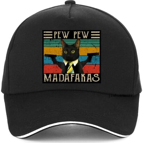 Pew Madafakas Mens Baseball cap Cute Black Cats Print women Fashion hip hop cap Pew Pew Madafakas cartoon cat female sunhat