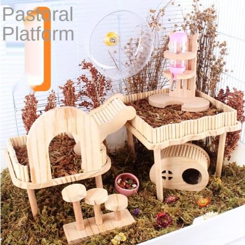Country Style Wooden Hamster Platform Chipmunk Dwarf Rat Small Animal Toy Hamster Cage Landscaping Supplies Hamster Accessories