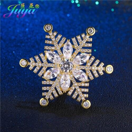DIY Sweater Pearls Necklace Making Findings Micro Pave Zircon Hollow Snowflake Connector Pendants Necklace Accessories