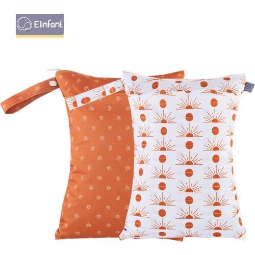 Elinfant Wholesale Cloth diaper Wet Bag Reusable Waterproof Dry Double Pocket Cloth Handle Baby Nappy BagsTravel Bag