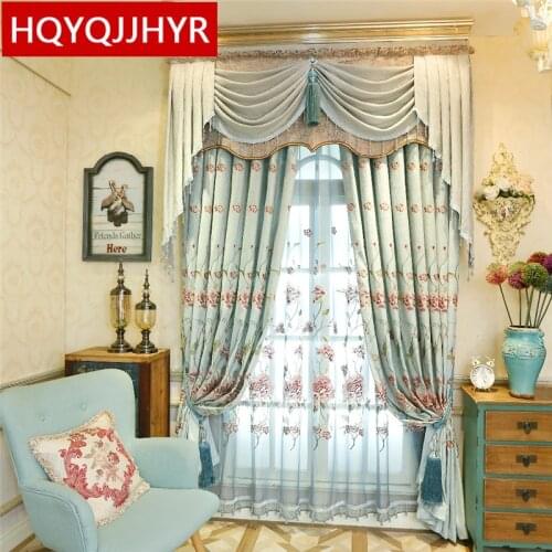 European - Style Luxury Villas Blackout Embroidered Curtains For Living Room Sheer Curtains For Kitchen Window Curtain Bedroom
