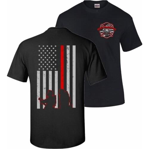 Thin Red Line Flag Support Silhouette Firefighter Fire Department T-Shirt Tee 2019 Fashion Solid Color Men T Shirt Sleeveless