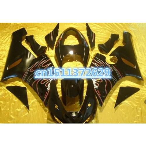 Hot sales For KAWASAKI NINJA Fit For ZX6R 2005 2006 ZX-6R 05 06 Red Silver Flames Black ZX-6R 05 06