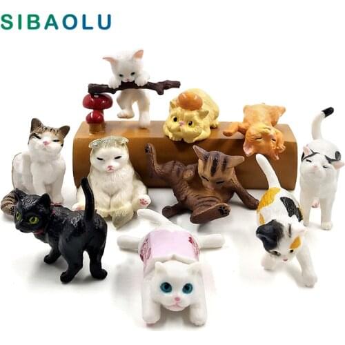 Artificial cute Playing Cat home decor miniature fairy garden decoration accessories modern figurine Cartoon animal model statue
