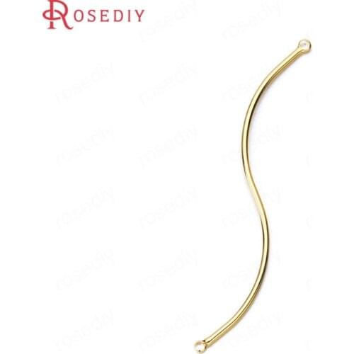 35771)10PCS 8x58MM 24K Gold Color Brass 2 Holes S Shape Rod Connect Charms High Quality Diy Jewelry Findings Accessories