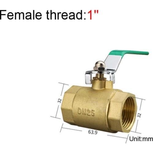 1" Female To Female Brass Thicken Ball Valve With Green Handle For Water Oil Air Gas Fuel Line Shutoff Pipe Fittings