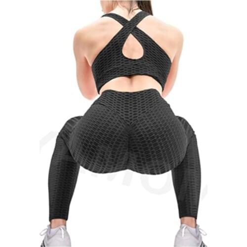 2021 Sexy Yoga Pants Fitness Sports Leggings Jacquard Sports Leggings Female Running Trousers High Waist Yoga Tight Sports Pants