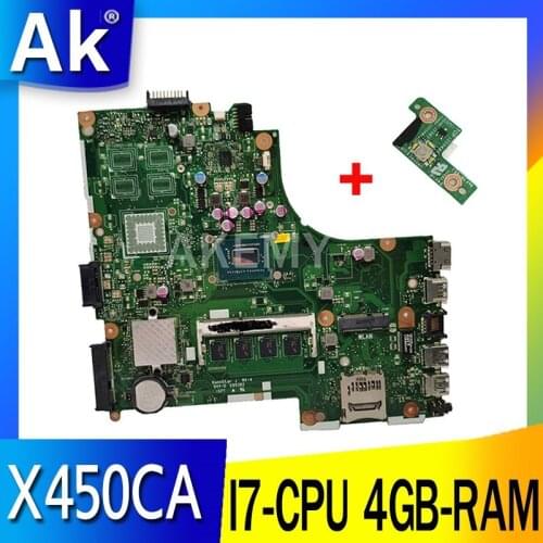 AKemy X450CA motherboard With I7 CPU 4GB memory mainboard REV 2.0 For ASUS X450CA X450CC A450C X450C laptop motherboard Tested