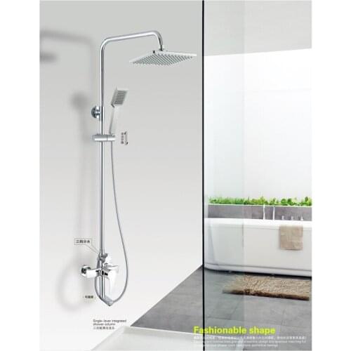 Copper flower is aspersed square hotel project hot and cold shower three turbo tap ware shower set building materials