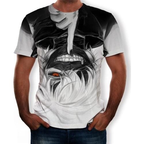 2021 summer fashion new anime white-haired boy 3D printing pattern men, short-sleeved casual T-shirt clothing
