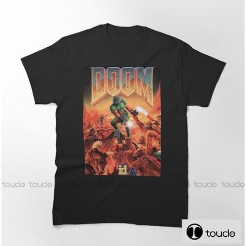 New Doom Game Box Cover Hip Hop Streetwear Tshirt 2021 Men T-Shirt Harajuku Cotton Spring Summer Short Sleeve Tops Tees Black