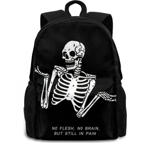 Skull Men Multifunctional Backpacks 15in for Business Travelling Skeleton Boys School Backpack Bookbag Black Rucksack Daypacks