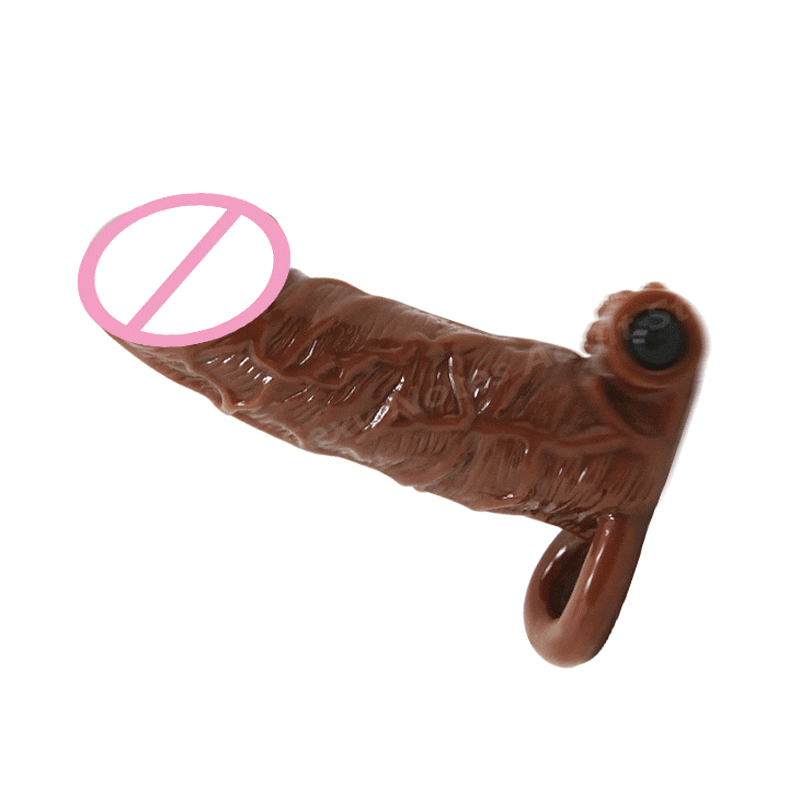 Male Penis Extender Vibration Condoms Clit Stimulation Adults Penis Sleeve Reusable Condom Cock Rings Silicone Sleeving Sex Toys