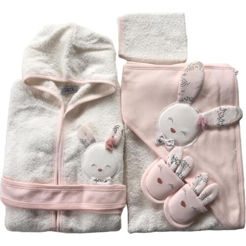Baby girl face body towel set rabbit washcloths shower stuff items newborn essentials wash cloths gift care product skincare