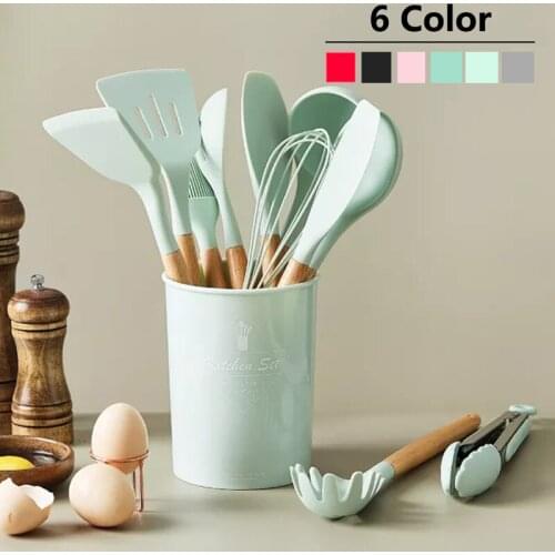 12PCS Silicone Kitchenware Cooking Utensils Set Heat Resistant Kitchen Non-Stick Cooking Utensils Baking Tools With Storage Box