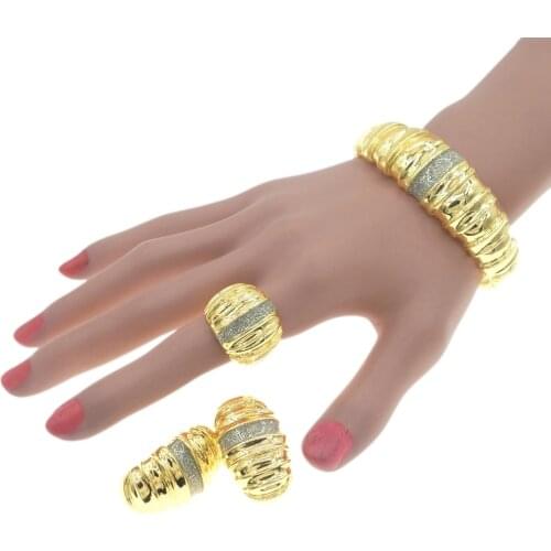 Yulaili The Latest Italian Gold Jewelry Set For Fall 2021 and Romantic Arabian Bride Earrings Rings Bracelets Jewelry Sets Gifts