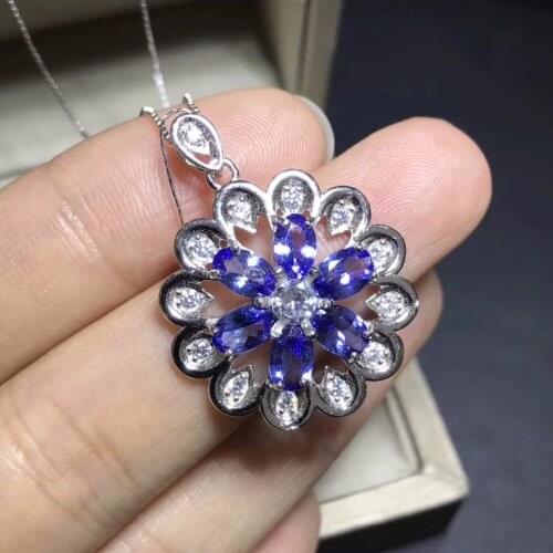 Natural tanzanite necklace, 925 silver, party jewelry, womens exclusive, precious stones, ultra low price