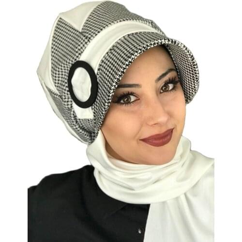 New Fashion 2021 Headscarf Turban Womens Hat Summer Spring Scarf Bad-i Saba Black White Crowbar Passionflower Buckle White Hat