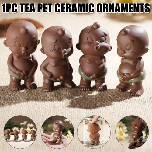 New Tea Pets Ceramic Ornaments Purple Sand Water Spray Urinary Child Baby Crafts Dolls Gift Drop Shipping