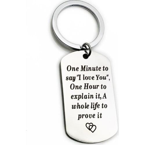 Oeinin Charms Key Chain Man One Minute To Say Keychain Lovers Silver Color Keyring Stainless Steel Pendant Creativity Llaveros