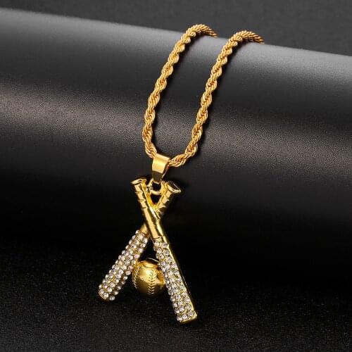 Baseball Bat Pendant Necklace Men Hip-Hop RAP Street Culture Necklace Men Trend Fashion for Men Jewelry