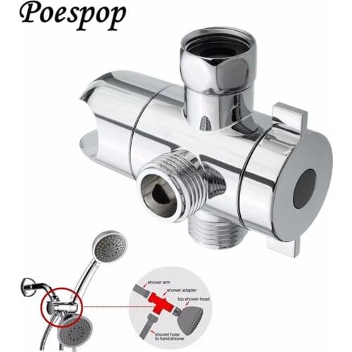 POSEPOP Multifunction 3 Way Shower Head Holder Water Saving Diverter Polished Chrome Shower Valve Fix Bracket Wall Mounted