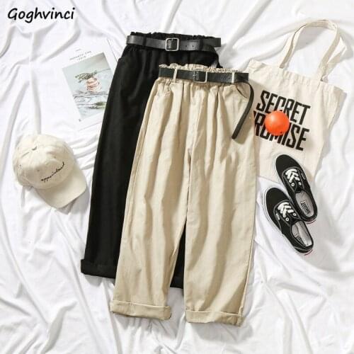 Casual Pants Women Straight Ankle-length Solid Leisure All-match Large Size 4XL Loose Harajuku Chic Vintage Femme Trousers New