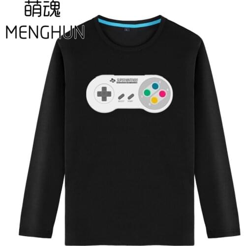 Retro game fans t shirts Super famicon SFC controller printing cotton long sleeve t shirts Autumn long sleeve t shirts ac1190